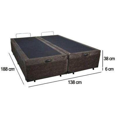 Cama Box Baú Casal Bipartido Suede Sereneprime Marrom 138x188x44