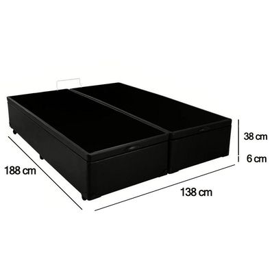 Cama Box Baú Casal Bipartido Sintético Sereneprime Preto 138x188x44
