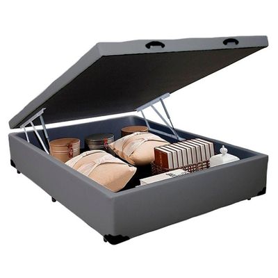Cama Box Baú Casal Sintético Sereneprime Cinza 138x188x44
