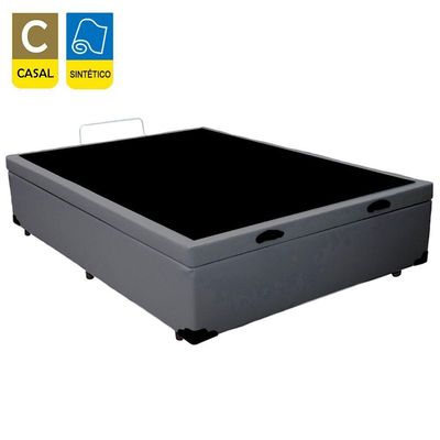 Cama Box Baú Casal Sintético Sereneprime Cinza 138x188x44