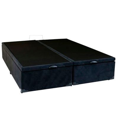 Cama Box Baú Queen Bipartido Suede Sereneprime Preto 158x198x44