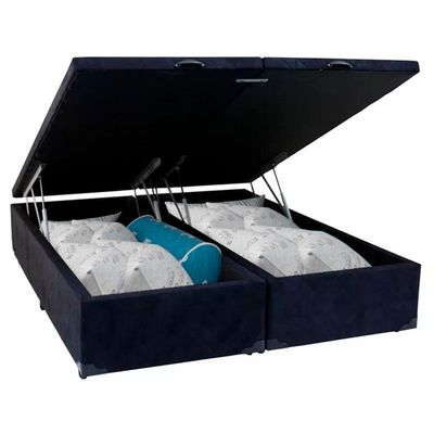 Cama Box Baú Queen Bipartido Suede Sereneprime Preto 158x198x44