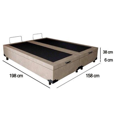 Cama Box Baú Queen Bipartido Suede Sereneprime Bege 158x198x44