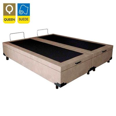Cama Box Baú Queen Bipartido Suede Sereneprime Bege 158x198x44