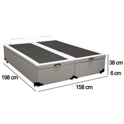 Cama Box Baú Queen Bipartido Sintético Sereneprime Branco 158x198x44