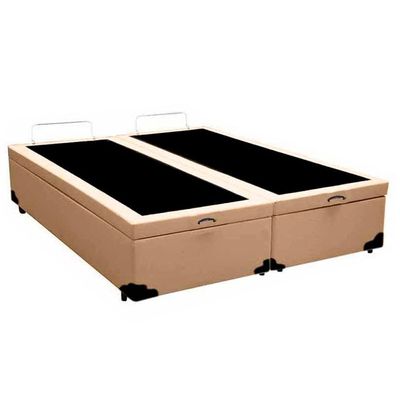Cama Box Baú Queen Bipartido Sintético Sereneprime Bege 158x198x44