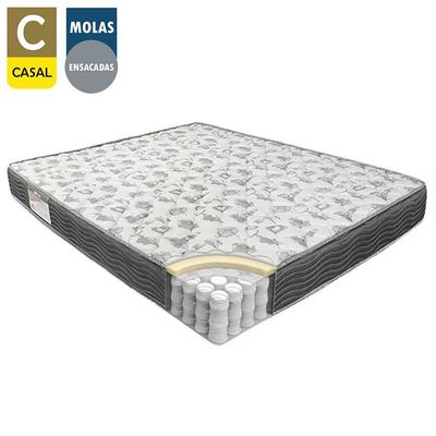 Cama Box Baú Casal Suede + Colchão De Molas Ensacadas Sereneprime 138x188x62cm Preto