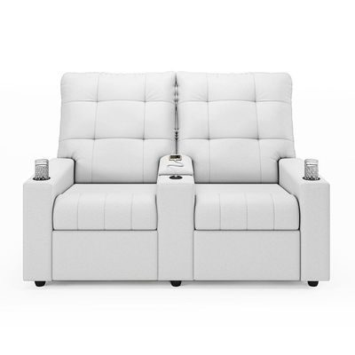 Poltrona Reclinável Para Cinema Parma 2 Lugares Baú Usb Pu Branco Fh1 - D'rossi
