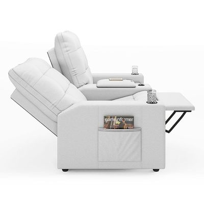 Poltrona Reclinável Para Cinema Parma 2 Lugares Baú Usb Pu Branco Fh1 - D'rossi