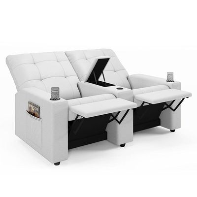 Poltrona Reclinável Para Cinema Parma 2 Lugares Baú Usb Pu Branco Fh1 - D'rossi