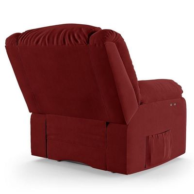 Poltrona Do Papai Reclinável Melim Power Touch Usb Veludo Vermelho Fh1 - D'rossi