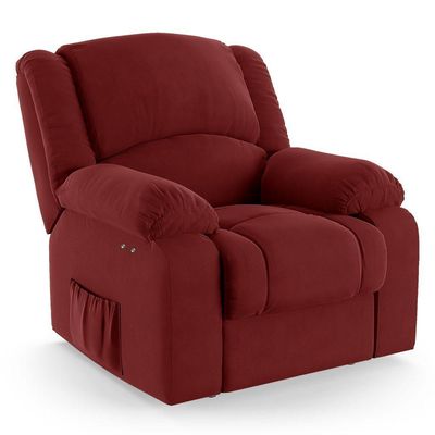 Poltrona Do Papai Reclinável Melim Power Touch Usb Veludo Vermelho Fh1 - D'rossi
