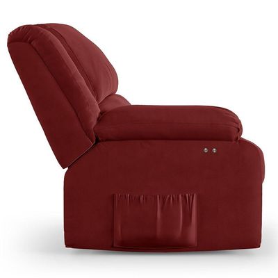 Poltrona Do Papai Reclinável Melim Power Touch Usb Veludo Vermelho Fh1 - D'rossi