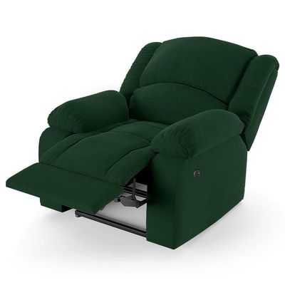 Poltrona Do Papai Reclinável Melim Power Elétrica Usb Veludo Verde Fh1 - D'rossi