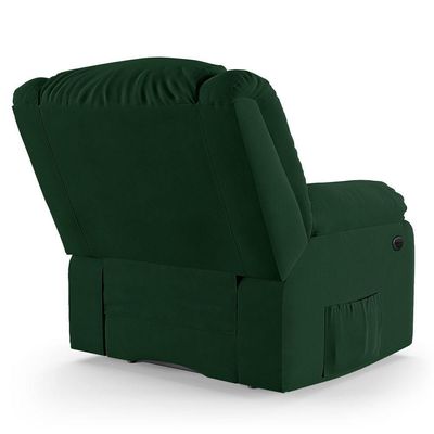 Poltrona Do Papai Reclinável Melim Power Elétrica Usb Veludo Verde Fh1 - D'rossi