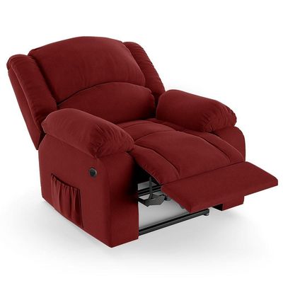 Poltrona Do Papai Reclinável Melim Power Elétrica Veludo Vermelho Fh1 - D'rossi