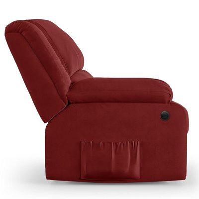 Poltrona Do Papai Reclinável Melim Power Elétrica Veludo Vermelho Fh1 - D'rossi