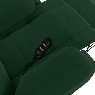 Poltrona Do Papai Reclinável Melim Glider Giratória Massagem Veludo Verde Fh1 - D'rossi