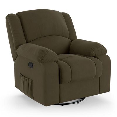 Poltrona Do Papai Reclinável Melim Glider Giratória Veludo Capuccino Fh1 - D'rossi