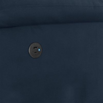 Poltrona Do Papai Reclinável Melim Power Elétrica Usb Veludo Azul Fh1 - D'rossi