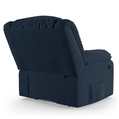 Poltrona Do Papai Reclinável Melim Power Elétrica Usb Veludo Azul Fh1 - D'rossi