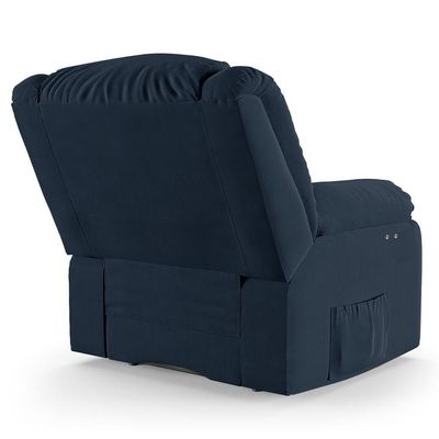 Poltrona Do Papai Reclinável Melim Power Touch Veludo Azul Fh1 - D'rossi
