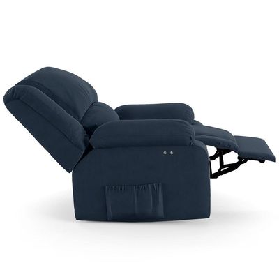 Poltrona Do Papai Reclinável Melim Power Touch Veludo Azul Fh1 - D'rossi