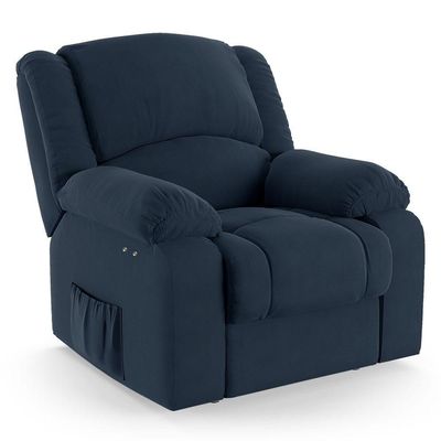 Poltrona Do Papai Reclinável Melim Power Touch Veludo Azul Fh1 - D'rossi