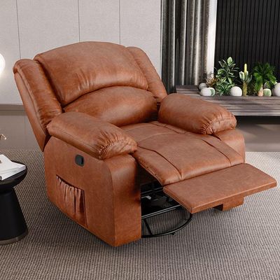 Poltrona Do Papai Reclinável Melim Glider Giratória Usb Pu Caramelo Brilho Fh1 - D'rossi