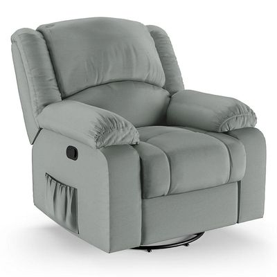 Poltrona Do Papai Reclinável Melim Glider Giratória Massagem Pu Cinza Fh1 - D'rossi