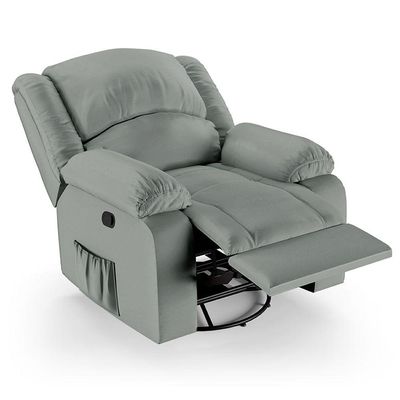Poltrona Do Papai Reclinável Melim Glider Giratória Massagem Pu Cinza Fh1 - D'rossi