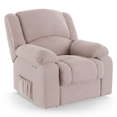 Poltrona Do Papai Reclinável Melim Power Touch Usb Veludo Rosê Fh1 - D'rossi