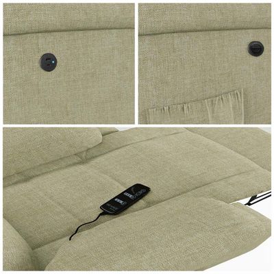 Poltrona Do Papai Reclinável Melim Power Elétrica Massagem Linho Bege Fh1 - D'rossi