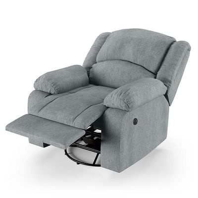 Poltrona Do Papai Reclinável Melim Glider Giratória Usb Linho Cinza Fh1 - D'rossi