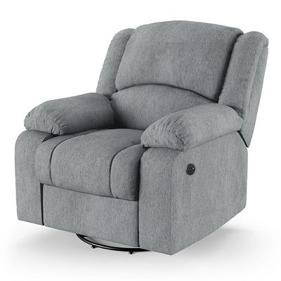 Poltrona Do Papai Reclinável Melim Glider Giratória Usb Linho Cinza Fh1 - D'rossi