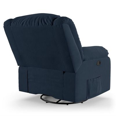Poltrona Do Papai Reclinável Melim Glider Giratória Usb Veludo Azul Fh1 - D'rossi