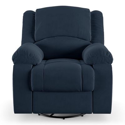 Poltrona Do Papai Reclinável Melim Glider Giratória Usb Veludo Azul Fh1 - D'rossi
