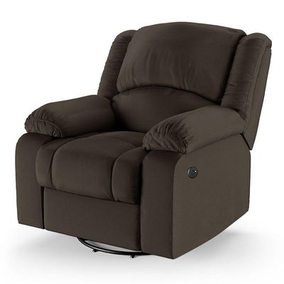 Poltrona Do Papai Reclinável Melim Glider Giratória Usb Pu Marrom Fh1 - D'rossi