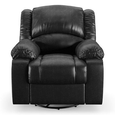Poltrona Do Papai Reclinável Melim Glider Giratória Massagem Pu Preto Brilho Fh1 - D'rossi