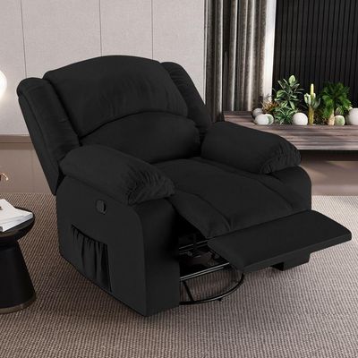 Poltrona Do Papai Reclinável Melim Glider Giratória Massagem Pu Preto Fh1 - D'rossi