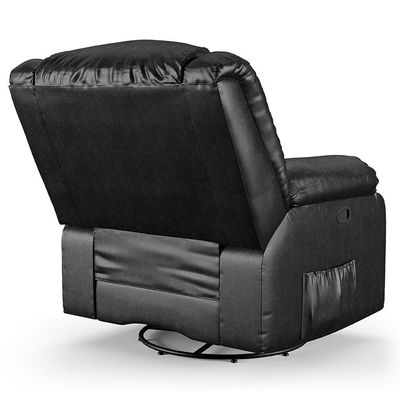 Poltrona Do Papai Reclinável Melim Glider Giratória Massagem Pu Preto Brilho Fh1 - D'rossi