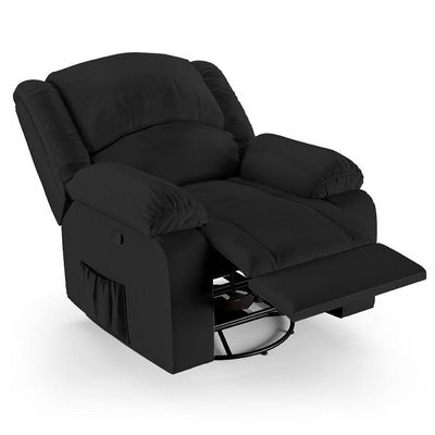 Poltrona Do Papai Reclinável Melim Glider Giratória Massagem Pu Preto Fh1 - D'rossi