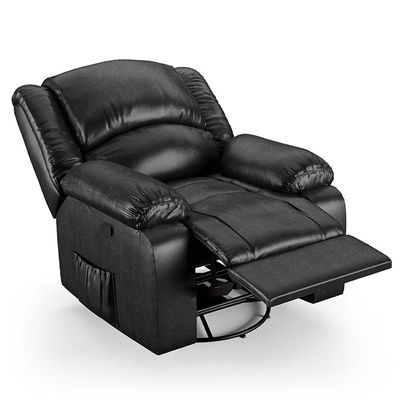 Poltrona Do Papai Reclinável Melim Glider Giratória Massagem Pu Preto Brilho Fh1 - D'rossi