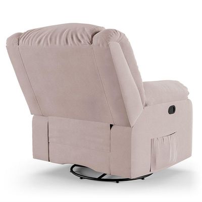 Poltrona Do Papai Reclinável Melim Glider Giratória Massagem Veludo Rosê Fh1 - D'rossi