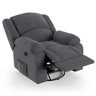 Poltrona Do Papai Reclinável Melim Glider Giratória Massagem Veludo Cinza Fh1 - D'rossi