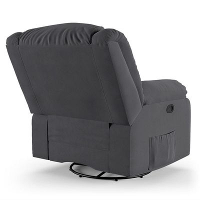 Poltrona Do Papai Reclinável Melim Glider Giratória Massagem Veludo Cinza Fh1 - D'rossi