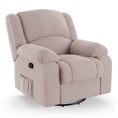 Poltrona Do Papai Reclinável Melim Glider Giratória Massagem Veludo Rosê Fh1 - D'rossi