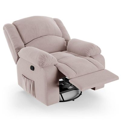 Poltrona Do Papai Reclinável Melim Glider Giratória Massagem Veludo Rosê Fh1 - D'rossi