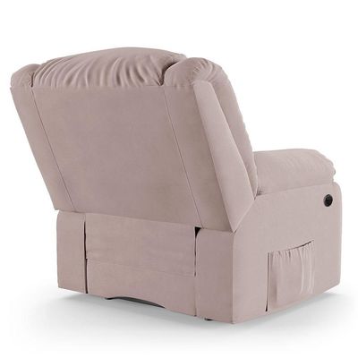 Poltrona Do Papai Reclinável Melim Power Elétrica Usb Veludo Rosê Fh1 - D'rossi