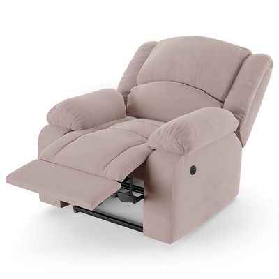 Poltrona Do Papai Reclinável Melim Power Elétrica Usb Veludo Rosê Fh1 - D'rossi
